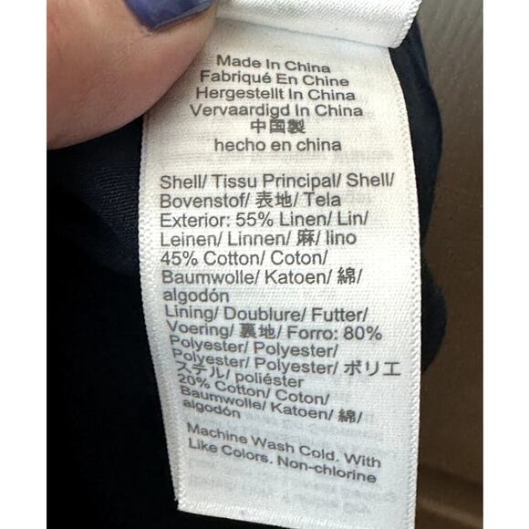 J. Crew Navy Linen Cotton Blend PaperBag Scalloped Edge Skirt Women's Size 4 NWT - Picture 4 of 5